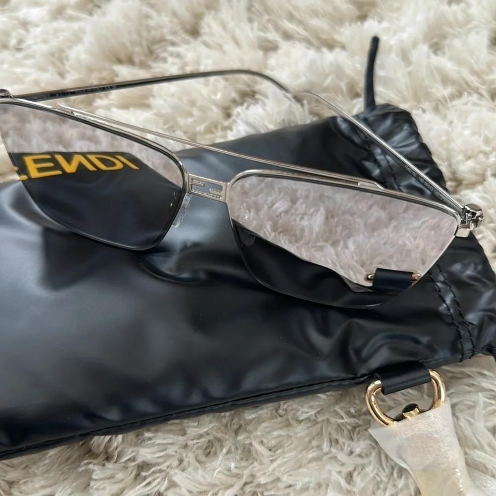 Fendi Silver Sunglasses with Black Fendi pouch-new